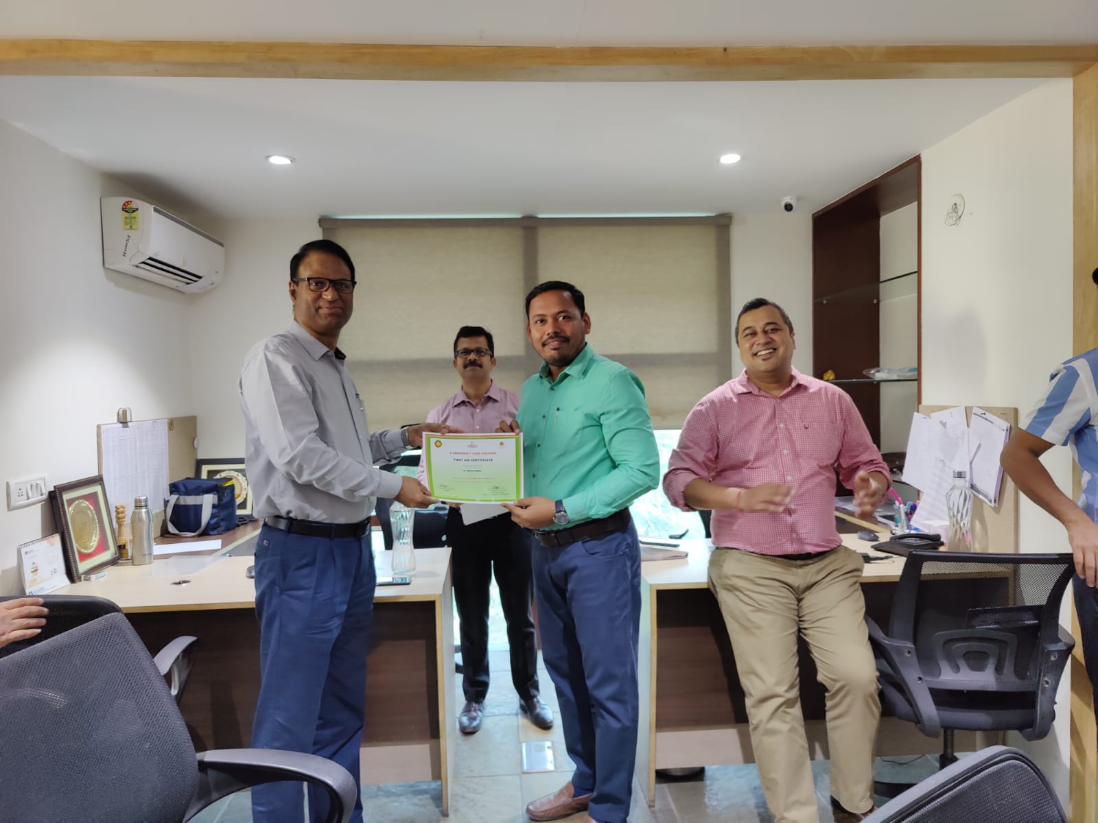 First Aid Certificate Received from Group CHRO Sir - H.G. Infra Engineering Ltd.